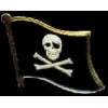 SKULL FLAG WITH CROSSBONES AND PATCH PIN
